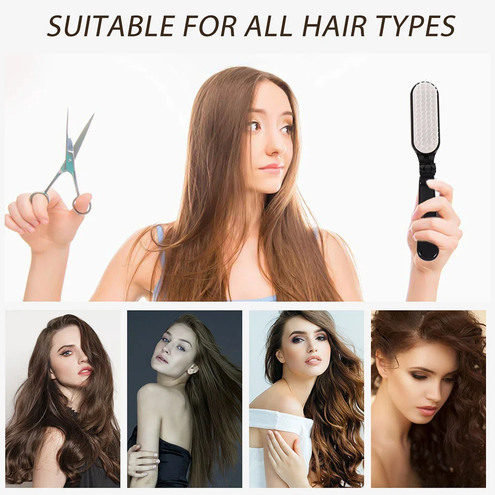 

3 Pcs Travel Comb Straightening Small Women Hairbrush Portable ABS Folding Brush Travel Hair Brush TPE Trip Gym Use