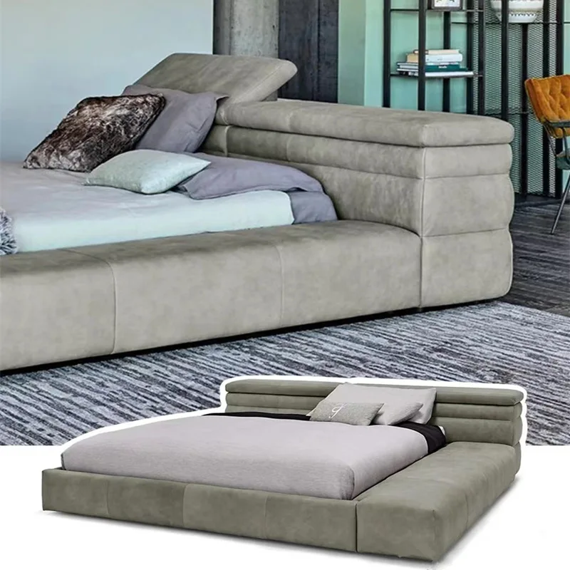 Short  tatami backrest storage  velvet fabric wedding master bedroom