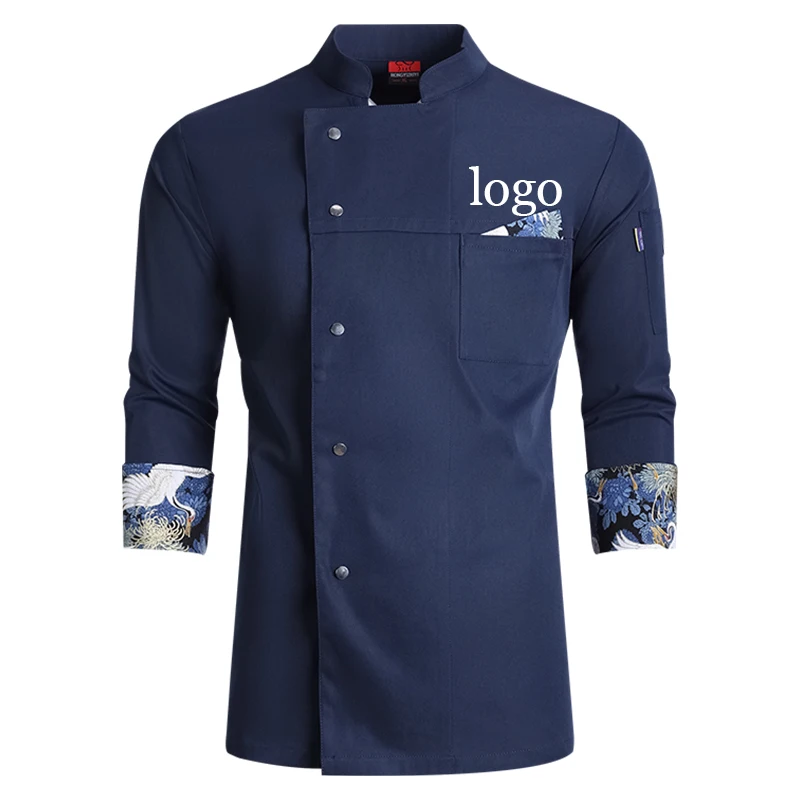 Custom Long Sleeve Chef's Coat for Unisex Pro Kitchen Shirt Restaurant Bakery Workwear Tops Chef Uniform Design Logo Name