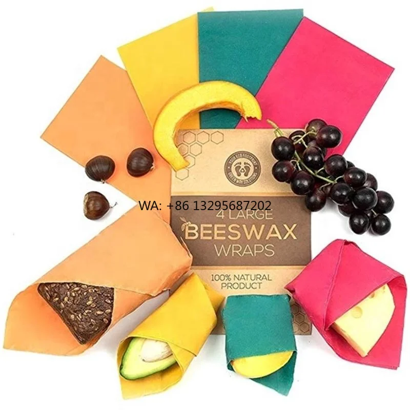 

In Stock BSCI Factory Kitchen Food Bag Organic Cotton Reusable Soy Vegan Beeswaxs Wrap Roll