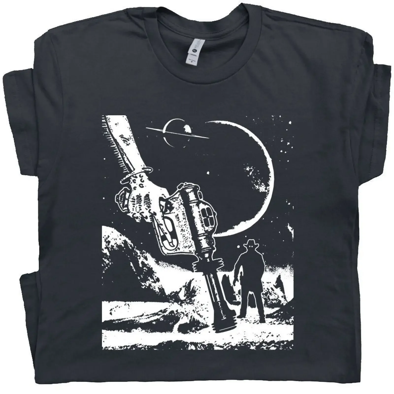 Retro Cosmic Cowboy T Shirt Vintage Space Western Alien Outlaw Wild West Themed Casual  vintage Washed streetwear Comfortable