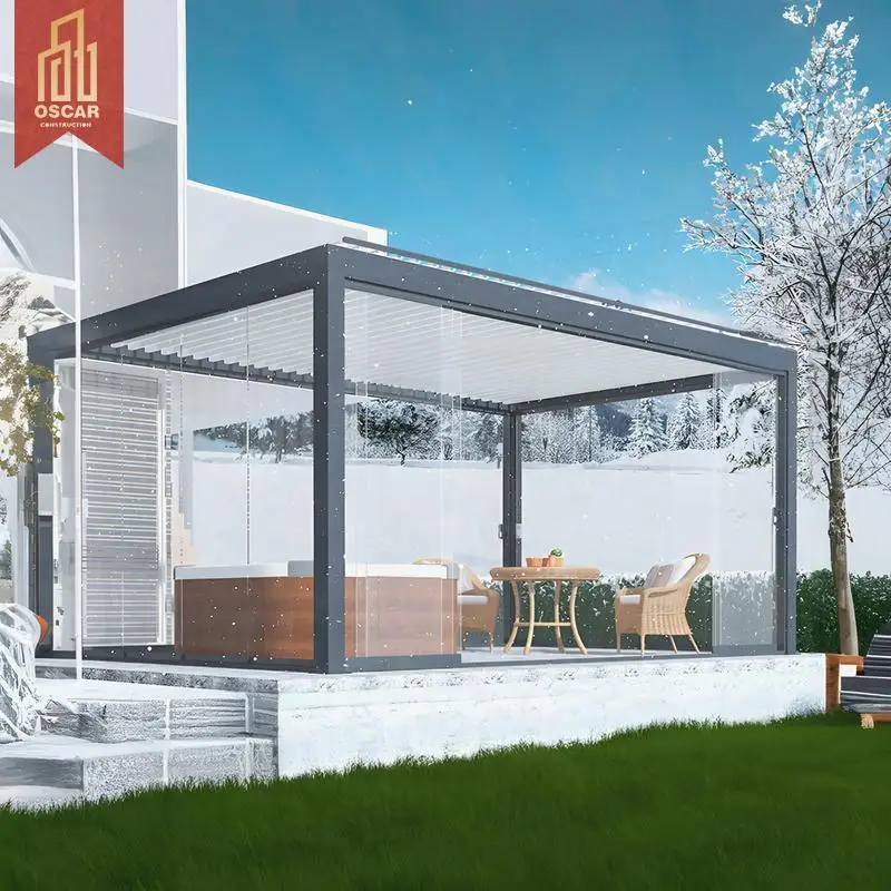 Aluminum Motorized Pergola Gazebo with Remote Controller Patio Outdoor Shade Ideal Pressure and Nature Style Scenes Pergola
