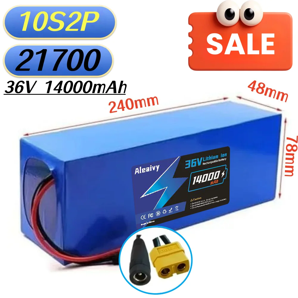 

36V 10S2P 14000mAh 21700 rechargeable lithium-ion battery 350W~500W built-in BMS Suitable for 36V Electric Scooters Battery.