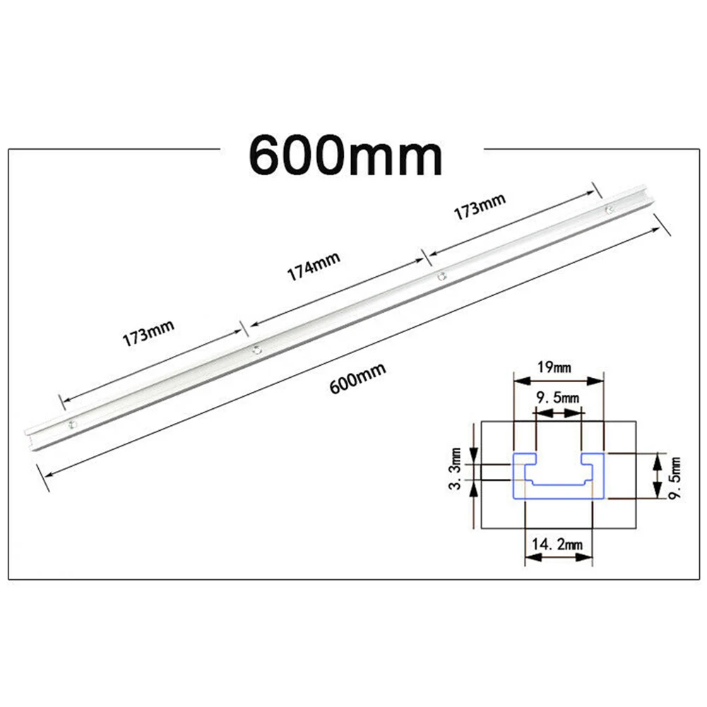 T-track T-slot Miter Track Jig T Screw Fixture Slot 19x9.5mm Table Saw Router Table 300-600MM Chute Rail Woodworking Tool