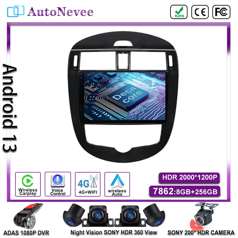 

Android13 For Nissan Pulsar C13 hatchback 2013-2018 Car Radio Multimedia Player Navigation Auto Head Unit Stereo GPS NO 2DIN DVD