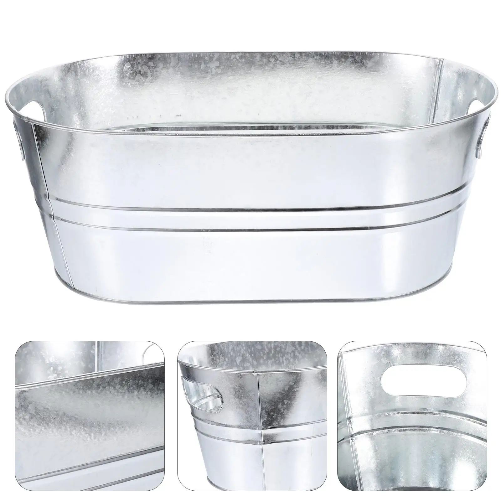 2pcs Stainless Ice Large Capacity Ice Cube Container Galvanized Bucket Flower Pot Metal Beer Bucket