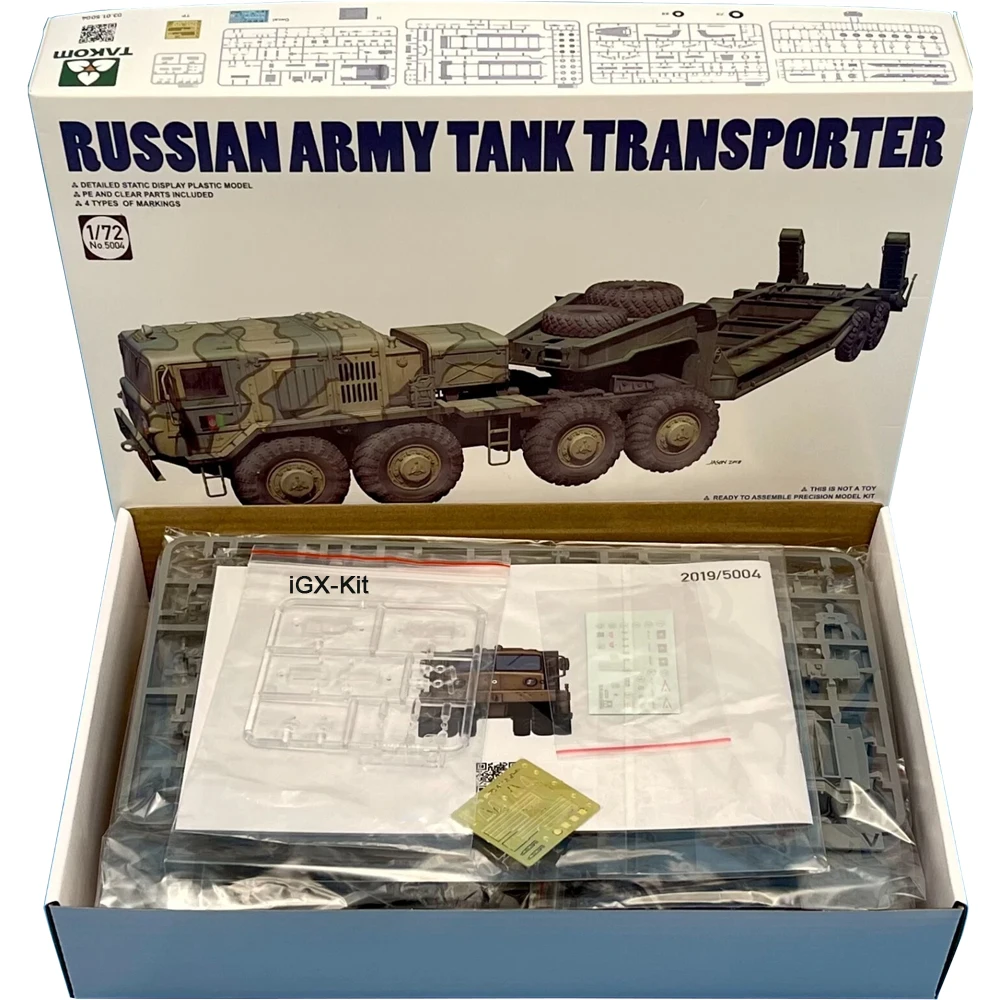 TAKOM 5004 1:72 Scale MAZ-537G Tractor w/Chmzap-5247G Semi Trailer Vehicle Hobby Craft Plastic Assembly Model Building Kit