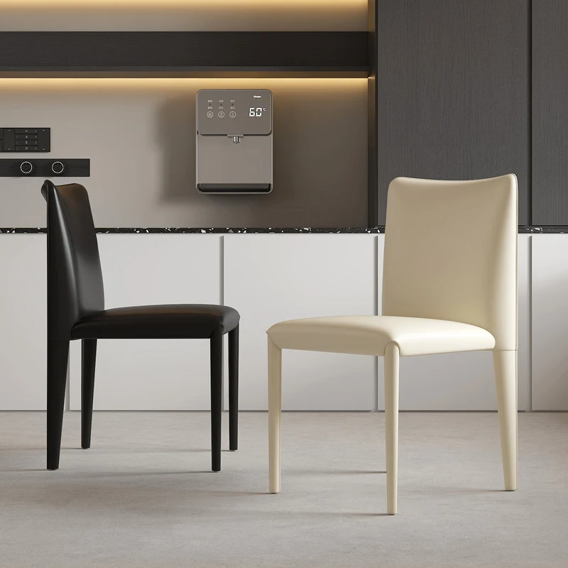 High-end Italian minimalist saddle leather dining chair Home restaurant Modern minimalist backrest stool Hotel designer chair