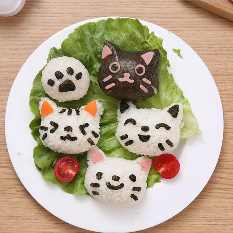 Cute Cat Sushi Nori Rice Mold Dog Bear Rabbit Panda Rice Embossing Moulds Bento Sanwich Decoration Cutter Onigiri Maker Molds