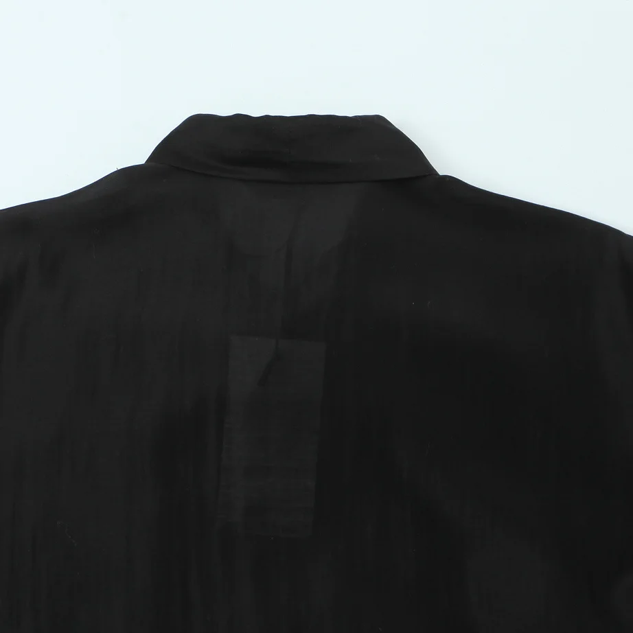 KASLEAD New Women's irt Simple Matching  Knot Decorated Dra Sle Street Faion Straight Cut Long Sve Blouse