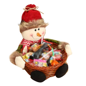 Рождественские конфеты Корзина Санта Клаус Снеговик олень дети маленькие фрукты Настольный держатель украшения