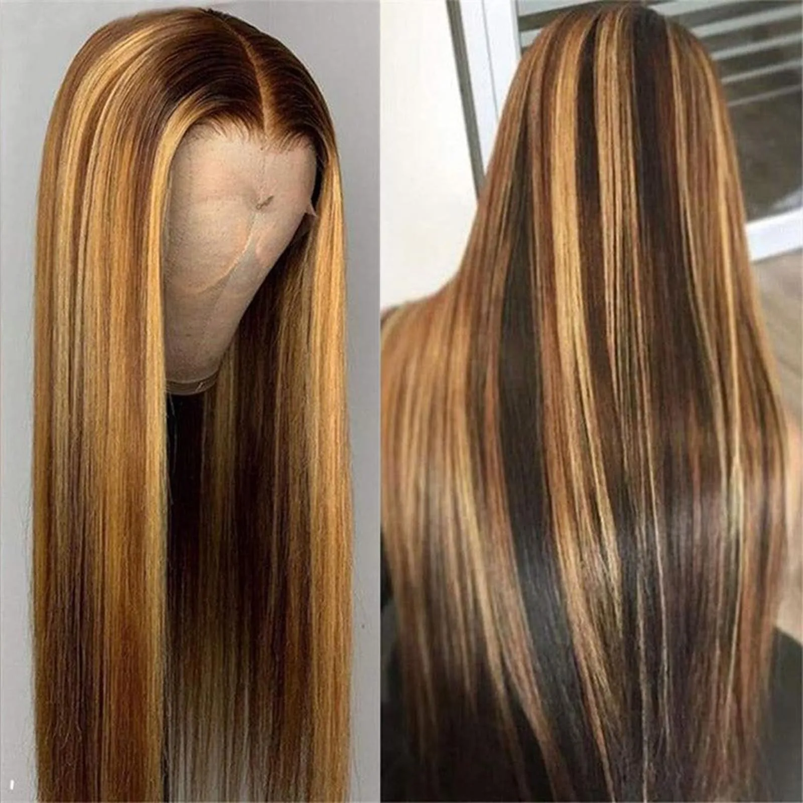 Highlight Ombre Wig Human Hair 13X6 Hd Lace Frontal Wig P427 Straight Human Hair Wigs 36 Inch Pre Plucked Honey Blonde Brazilian Wigs 250 Density With Baby Hair