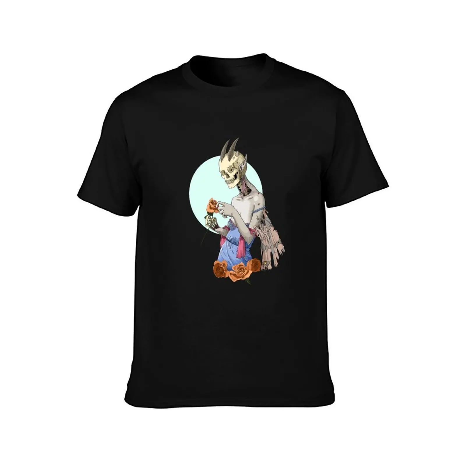 Momento Mori- Pastel Grunge Fairycore Skeleton and Flowers T-Shirt Fashion Letter Print T-Shirt