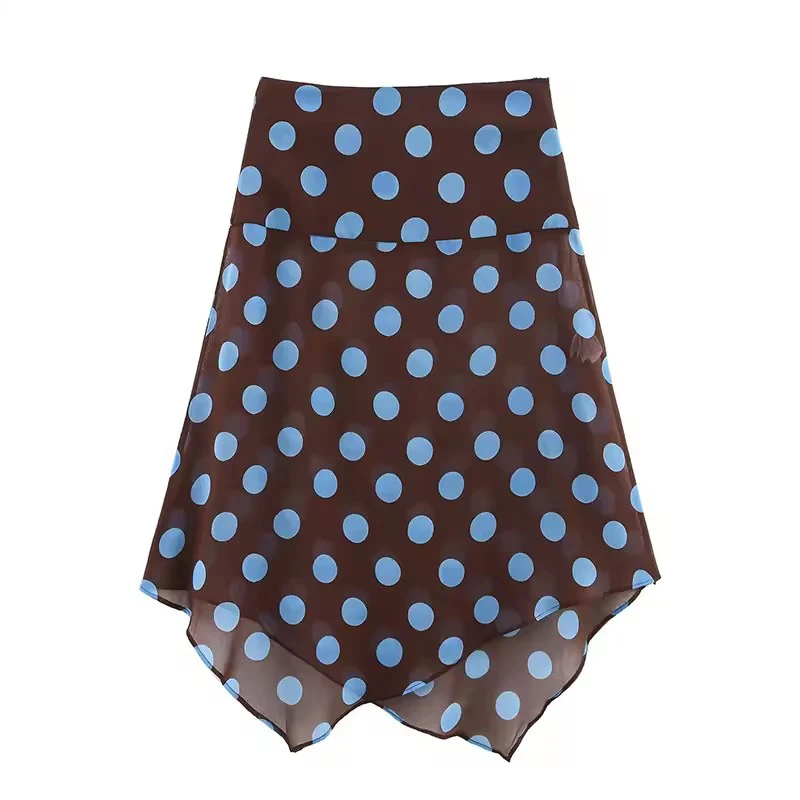 البولكا نقطة مطبوعة ميدي التنانير قطعتين مجموعات للنساء 2025 الصيف شيك وشاح الرسن توب الدعاوى الشاطئ امرأة 2 قطعة وتتسابق