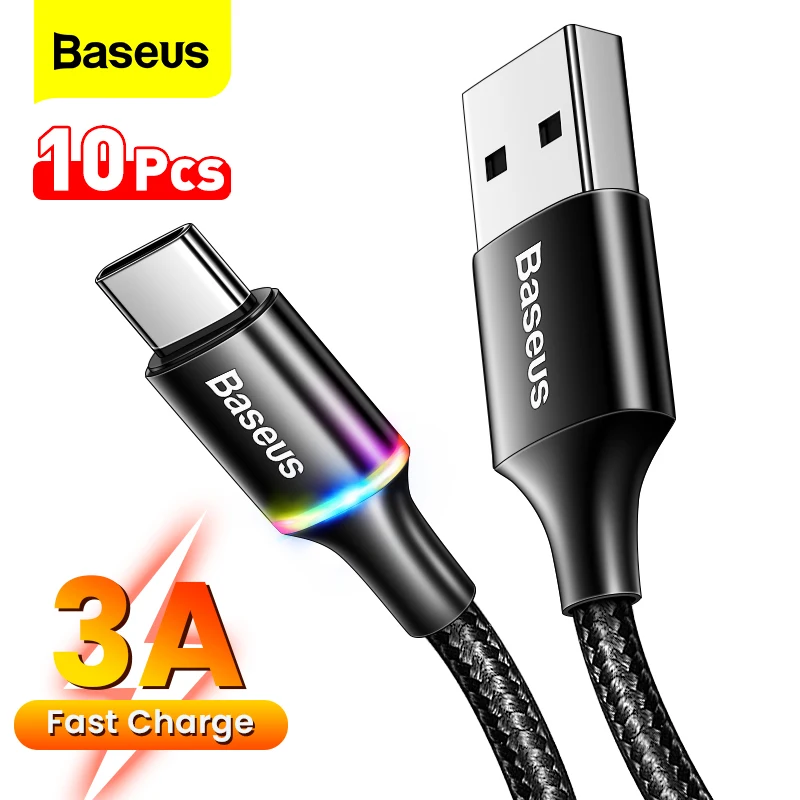 Baseus 5pcs/10pcs USB to Type C Cable for Samsumg Xiaomi POCO USBC Cable Fast Charge Wire Data Cord Quick Charging Cable USB C