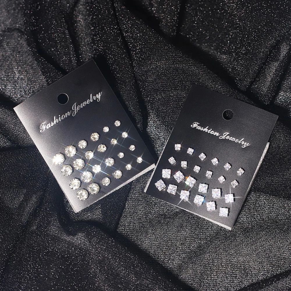 Exquisite Round Luxury Earrings Set Shiny Hip Hop Punk Style Men and Women Gift Daily Wear Fashion Accessories Wedding Jewelry