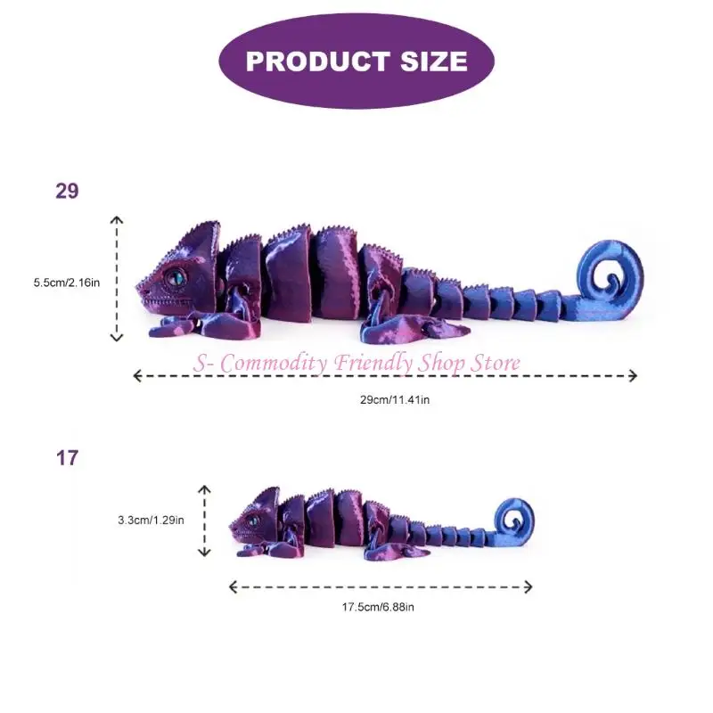 85aa Light Responsive Reptilile Skulptur Flexible Design -Druckmaterial Stressablagerung Compact Home Decor Kreatives für