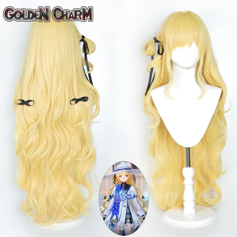 

Wuthering Waves Phoebe Cosplay Wig Long Curly Blonde Hair Black Ribbon Women Girls Party Convention Costume Wig