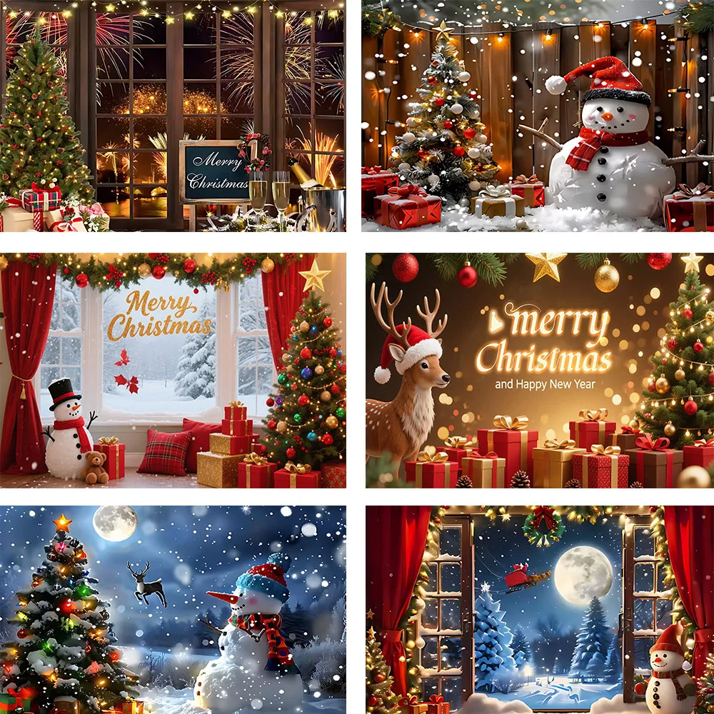 

Merry Christmas theme Party background Gingerbread House and Snow Cloth Indoor and Outdoor Children's gifts Photography Banner