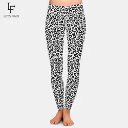 LETSFIND Sexy 3D Black and White Leopard Grain Digital Printing Leggings New High Waist  Women Elastic Slim Leggings