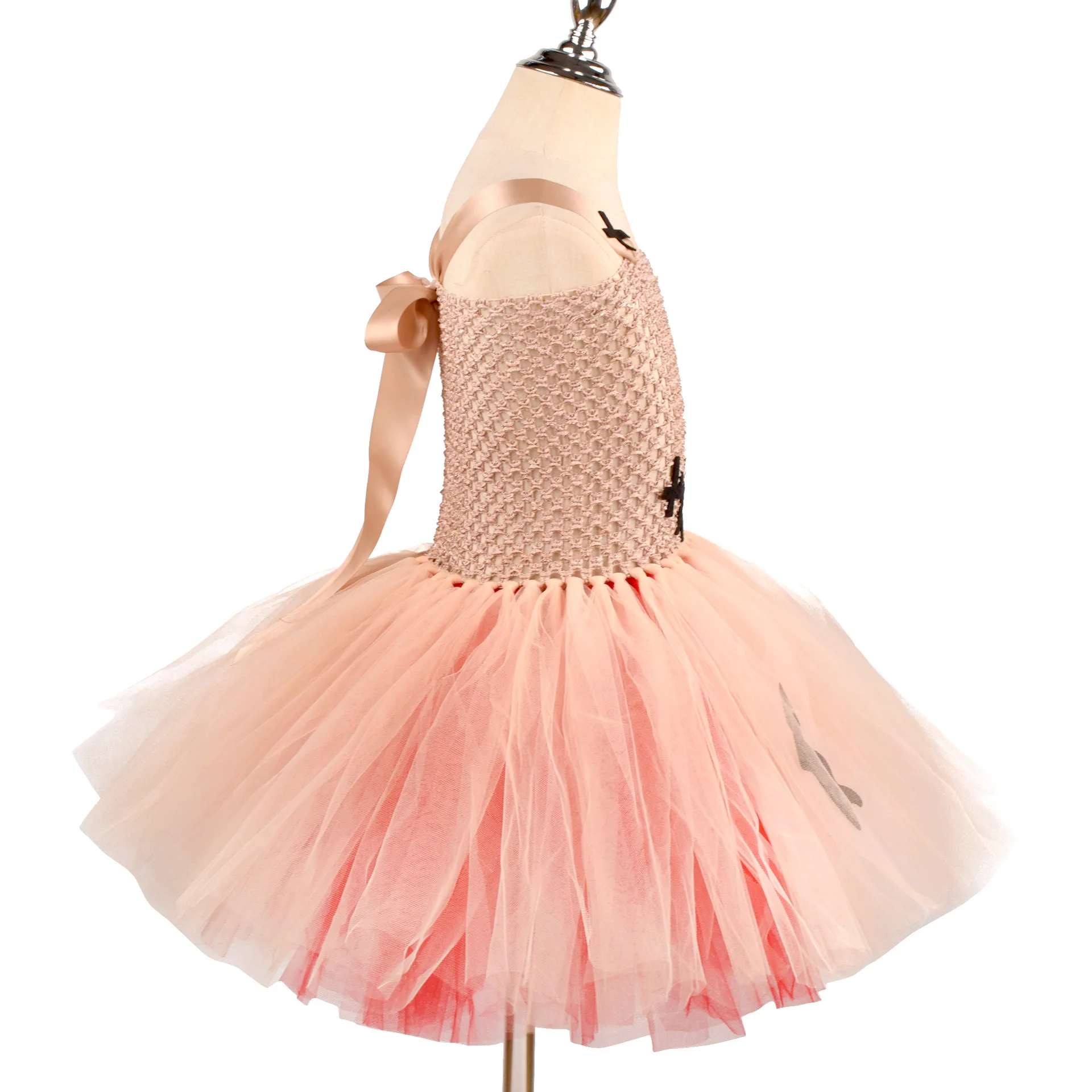 Voodoo Doll Girls Tutu Dress Set, Kids Halloween Cosplay Costume with Headband & Doll Pendant for Carnival Party