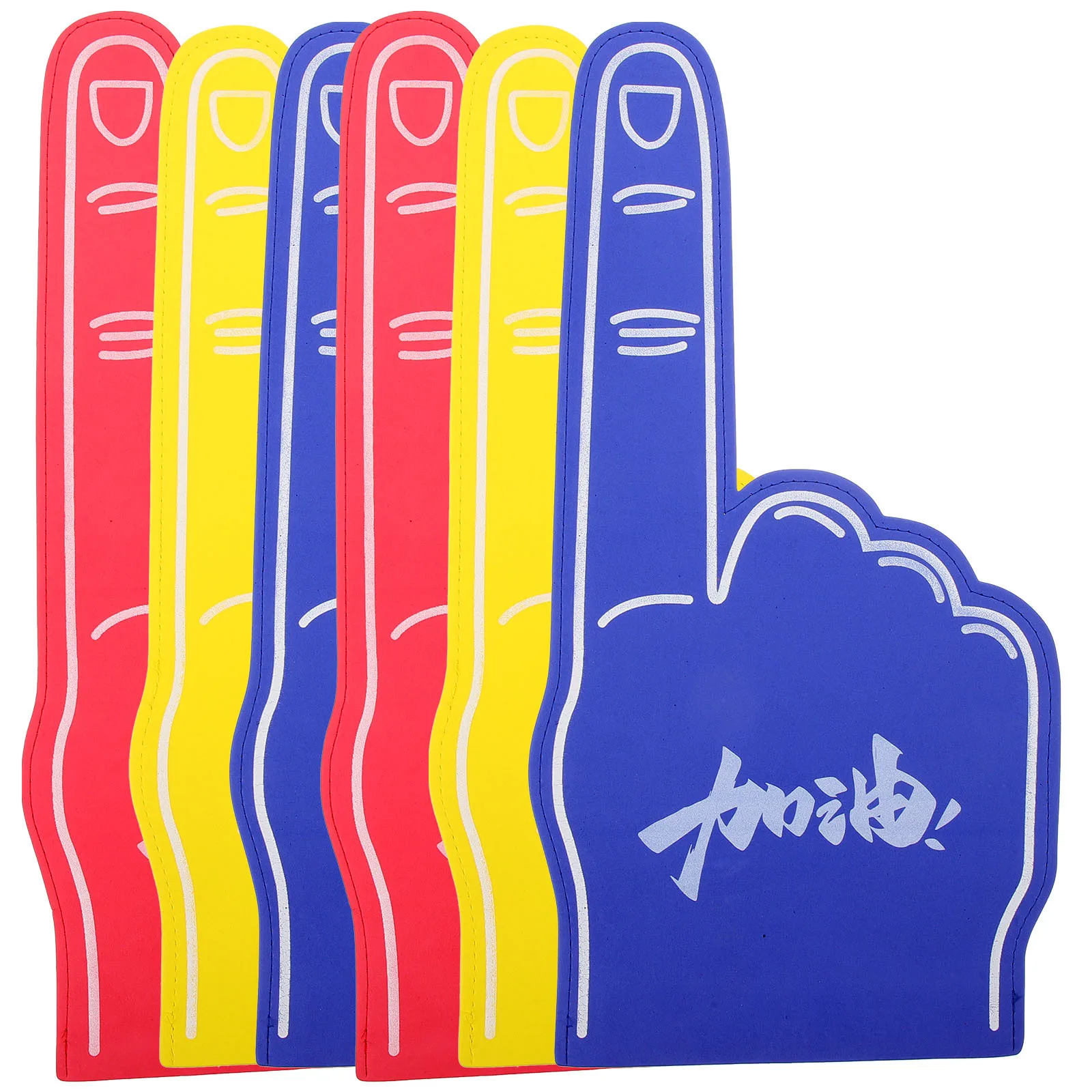 

6pcs Foam Finger Sports Party Favor Cheering Prop Soccer Basketball Waterproof Ink Creative Spirit Item Noise Maker
