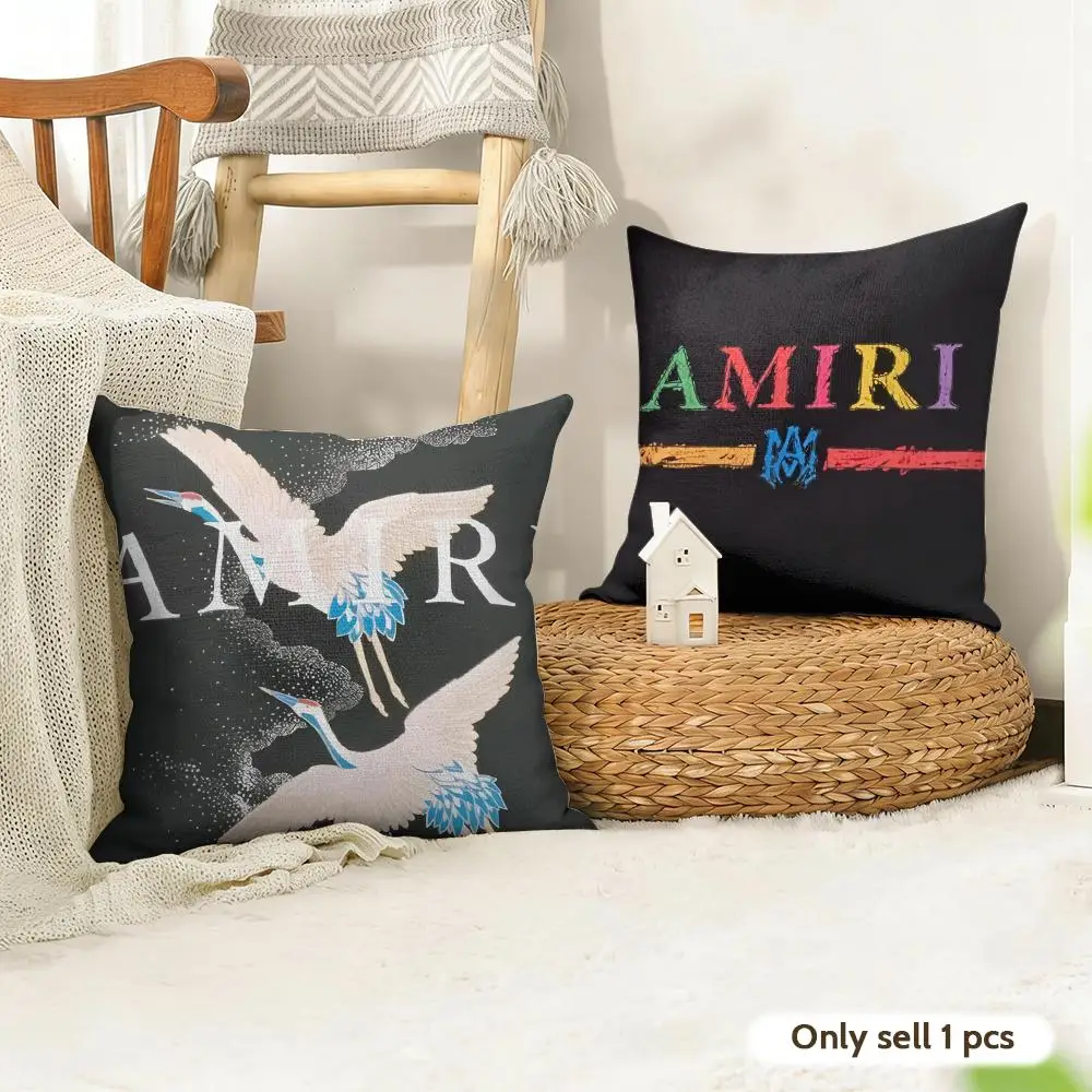 Luxury Fashion AMiriES-s Cushion Cover Natural Linen Organic Fabric Double-Sided Printing Room Sofa Decor Pillow Case