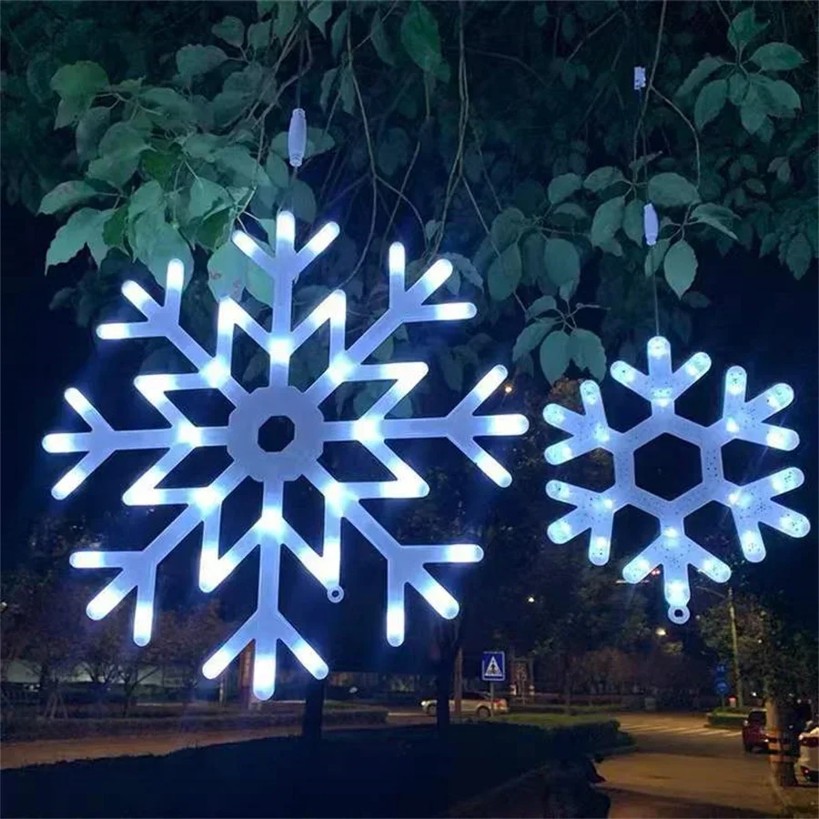 

40CM Big Snowflakes String Light Outdoor Christmas Tree Snowflakes Fairy Light Garden Patio Party Snowflakes Garland Light