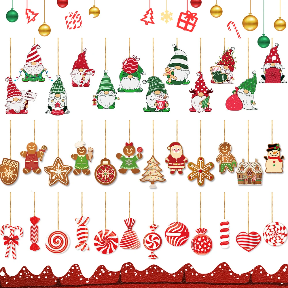 120/12pcs Christmas Paper Pendant Christmas Tree Hanging Oranment Happy New Year Garland Decor DIY Handmade Gift Box Wrapping