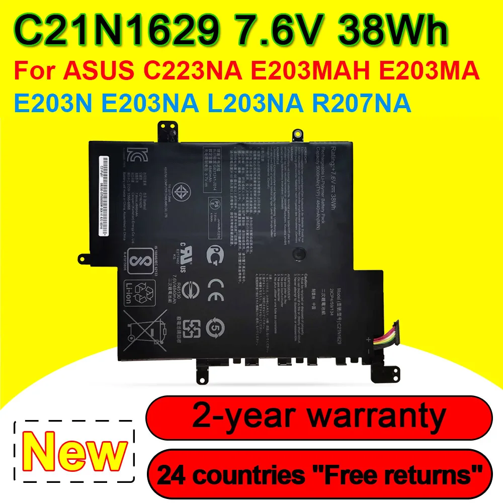 7.6V 38Wh C21N1629 Laptop Battery For ASUS C223NA E203MAH E203MA E203N E203NA L203NA R207NA R203MA Series C21N1807 2ICP4/59/134