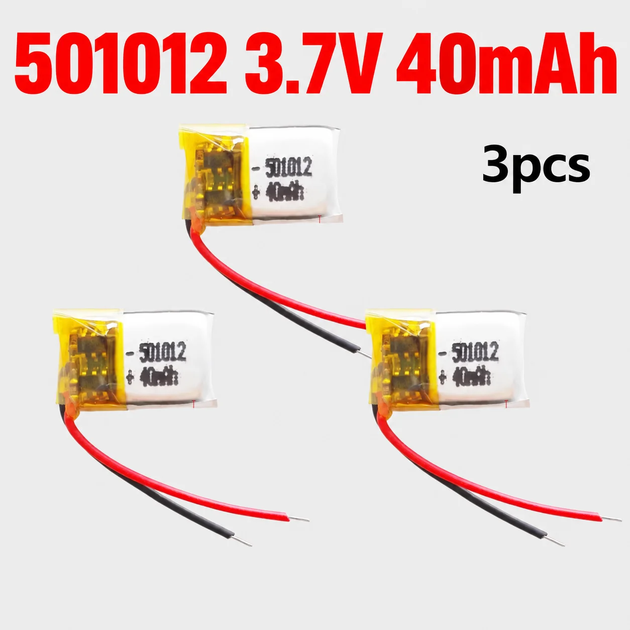 3PCS 3.7V 40mAh 501012 Lipo Battery for Bluetooth Headset Smart Band Video Recording Pen MP3 GPS Rechargeable Lithium Polymer