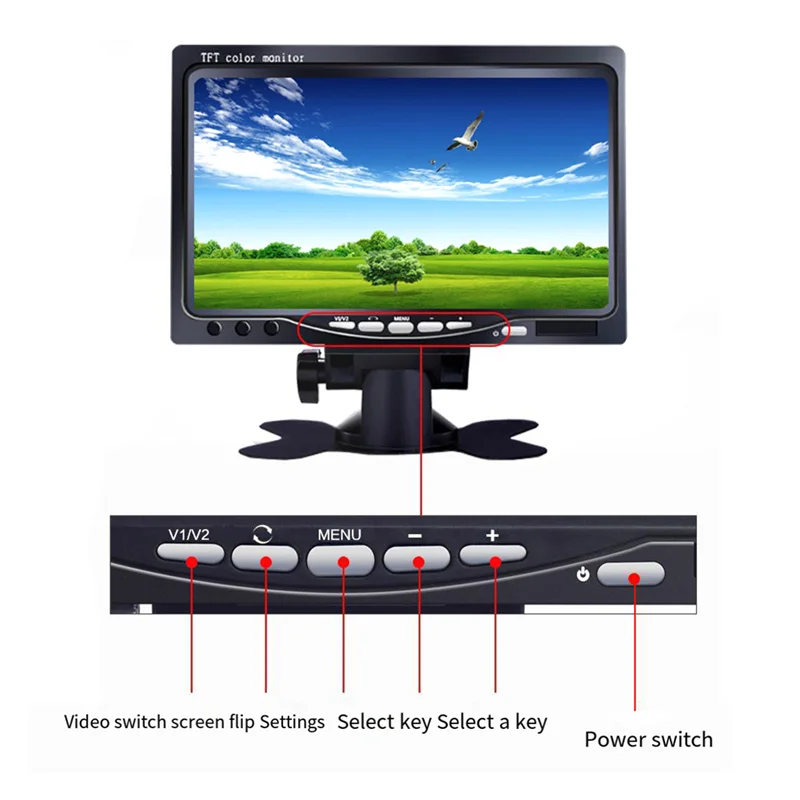 

A09E-7 Inch TFT LCD Color HD Reversing Image Display For Car Truck CCTV Desktop Digital Display