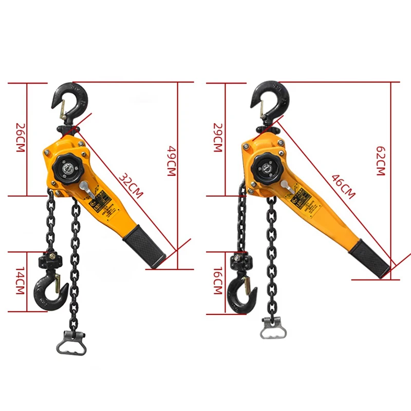 0.75/1T Manual Manganese Steel Hook Wire Manual Traction Hoisting Tool Lever Small Hand Chain Manual traction hoist 3M