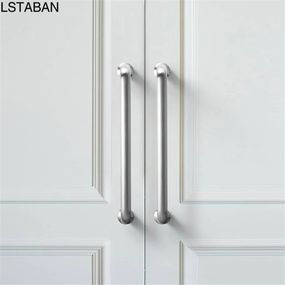 Zinc Alloy Kitchen Cabinet Handles Modern Simple Silver Drawer Bathroom Door Knob Solid Wardrobe Pulls Furniture Hardware Knobs