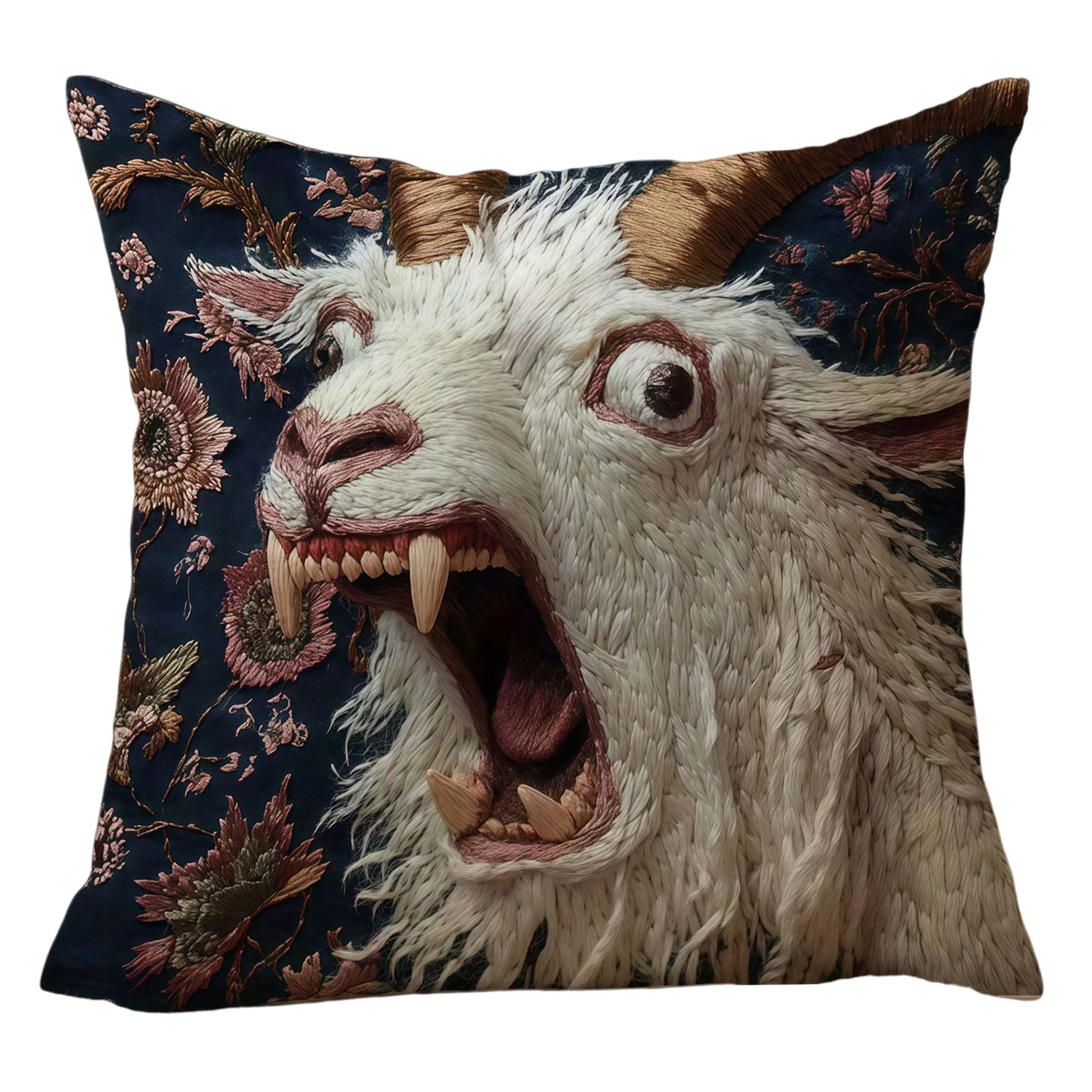 Hilarious Animal Soft Pillowcase 18x18Inch Screaming Goat Decorative Pillow Case Living Room Pillows Protective Cover Home Decor