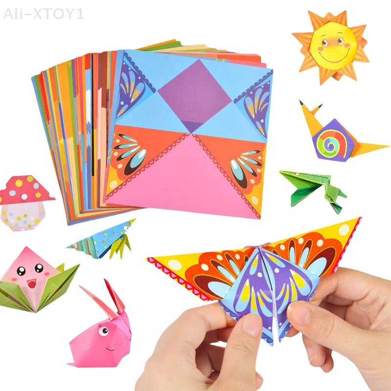 Libro de Origami hecho a mano para niños, materiales para hacer bricolaje, papel de colores para guardería, juguetes de papel hechos a mano