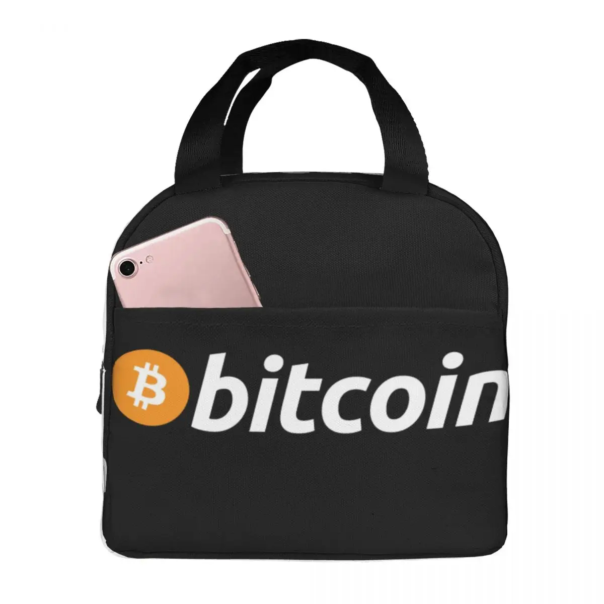 De Bitcoin Logo Lunchtas Unisex Draagbare Koeler Geïsoleerde Lunchbox Food Bento Box