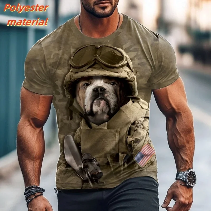 Animal Cat Dog 3D Print Sports Fast Dry Breathable Men T-shirt Interesting Trend Casual Loose Street Short Sleeve Clothing Top