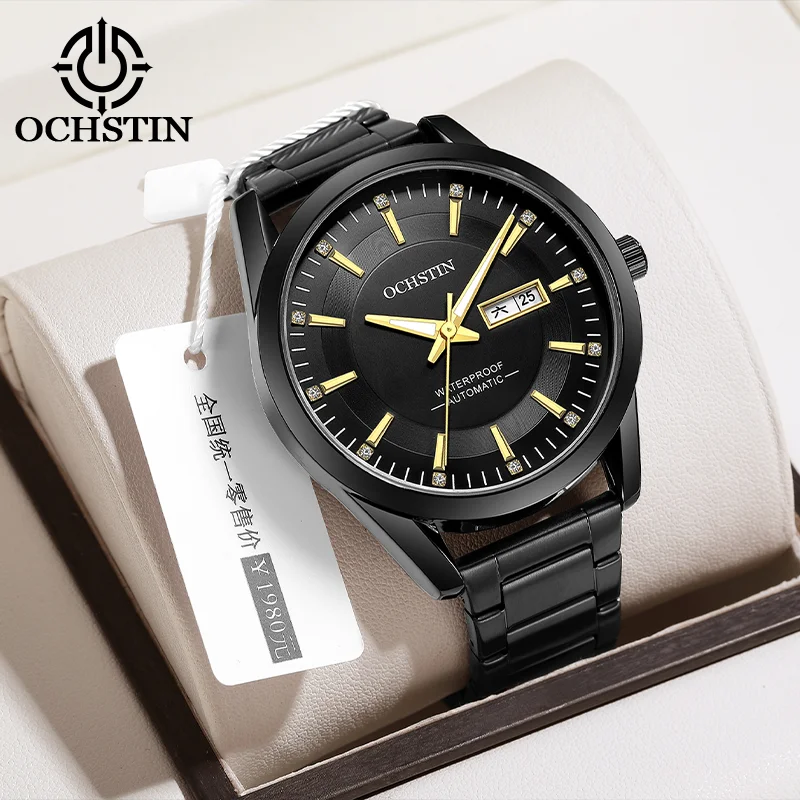 OCHSTIN Daily Commute Men's Luxury Wristwatch Automatic Mechanical Movement Man Solid Stainless Steel Strap Waterproof Clock