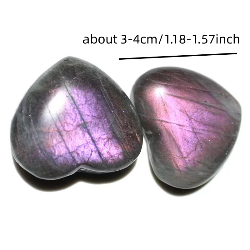 Natural Flash Labradorite Heart Stone Polished Crystal Palm Worry Stone Reiki Energy Gemstone Home Decor Love Gift