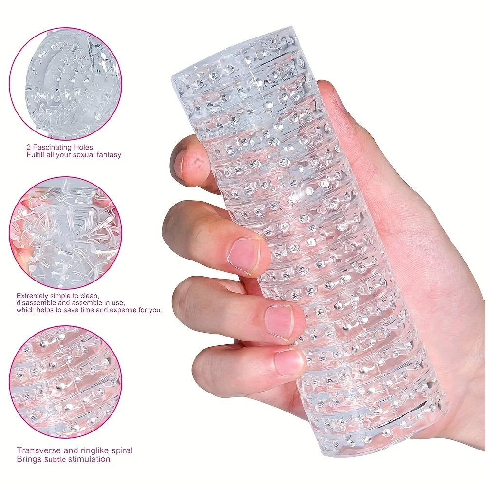 Silicone Penis Soft Masturbation Cup Sleeve Large Particle Dual Channel Trainer Cock Stimulation Adults Pussy Sex Toy for Men