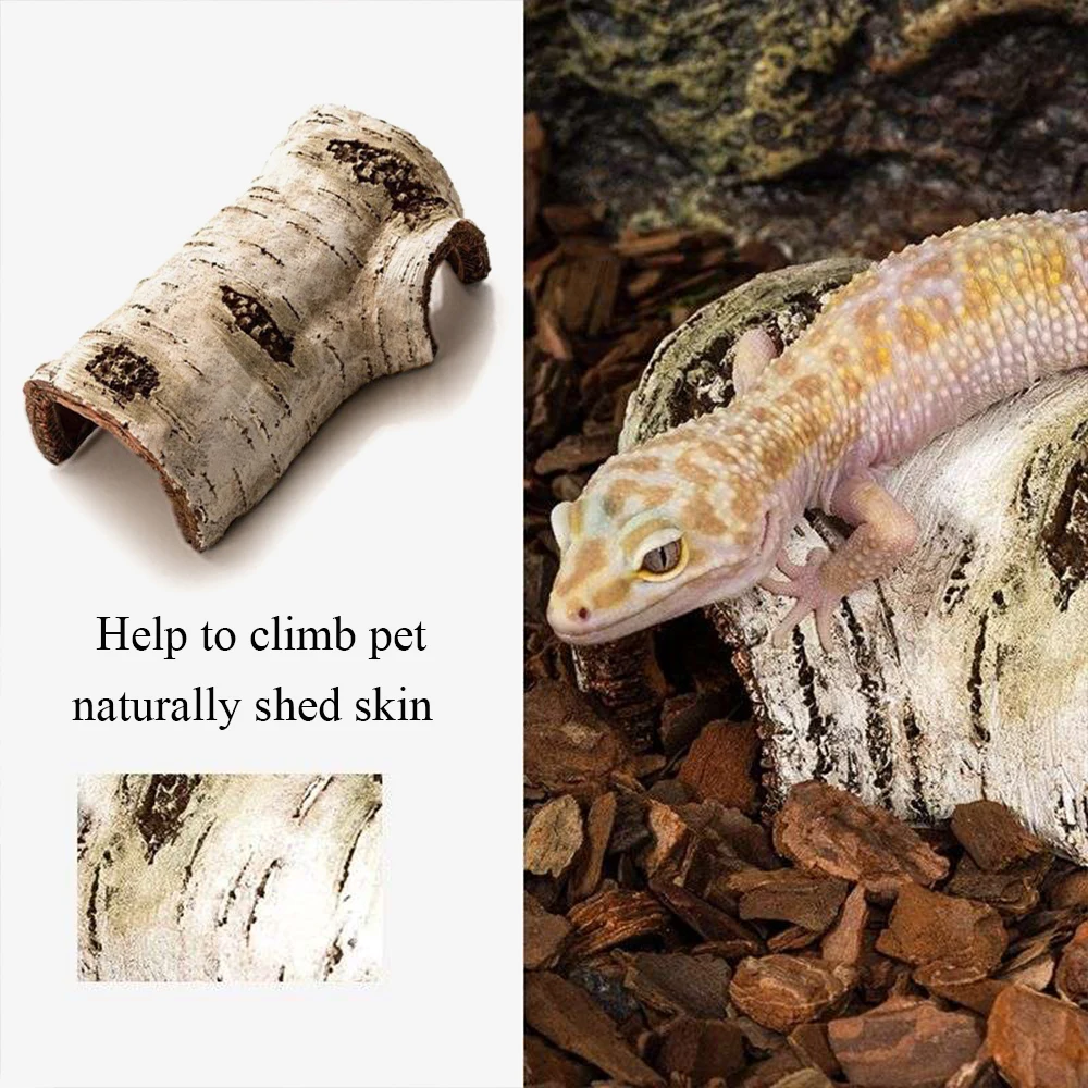 Resin Large Reptile Hide Wooden Bark Appearance Hideout House Hiding Cave Shelter For Reptile Decoration Pet Product