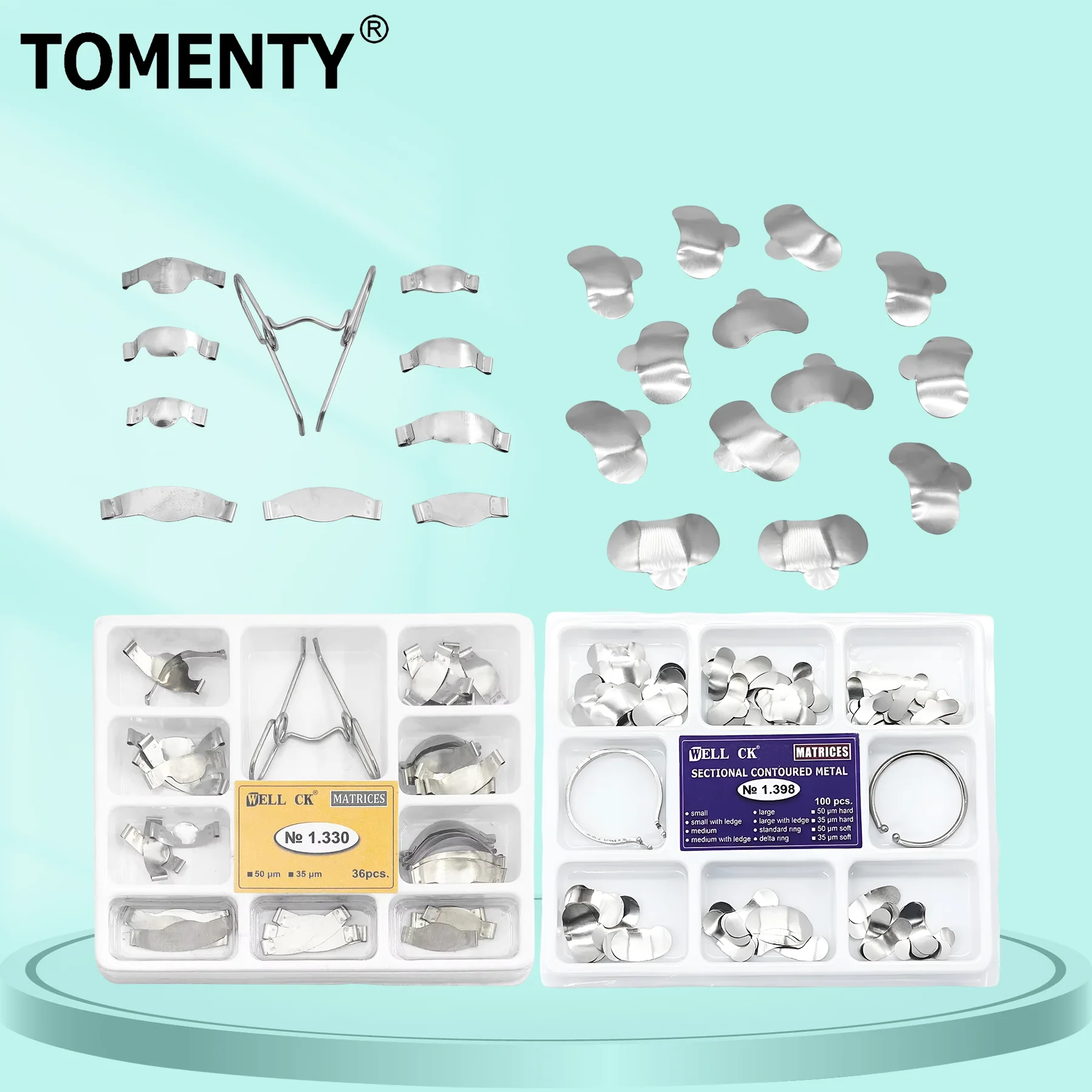 TOMENTY 100Pcs Dental Sectional Matrix Contoured System Metal for Teeth Replacement Dentsit Oral Care Dental 1.398 1.330 Tools