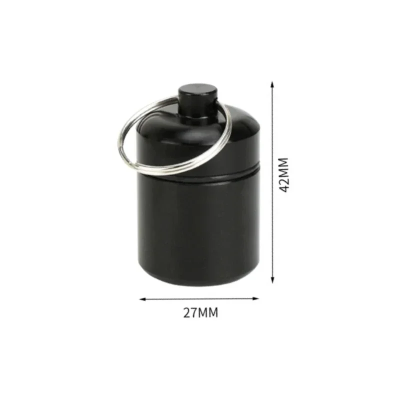 New High Quality Portable Mini Aluminum Waterproof Pill Box with Sealed Storage, Flat Head, and Keychain for Medicine