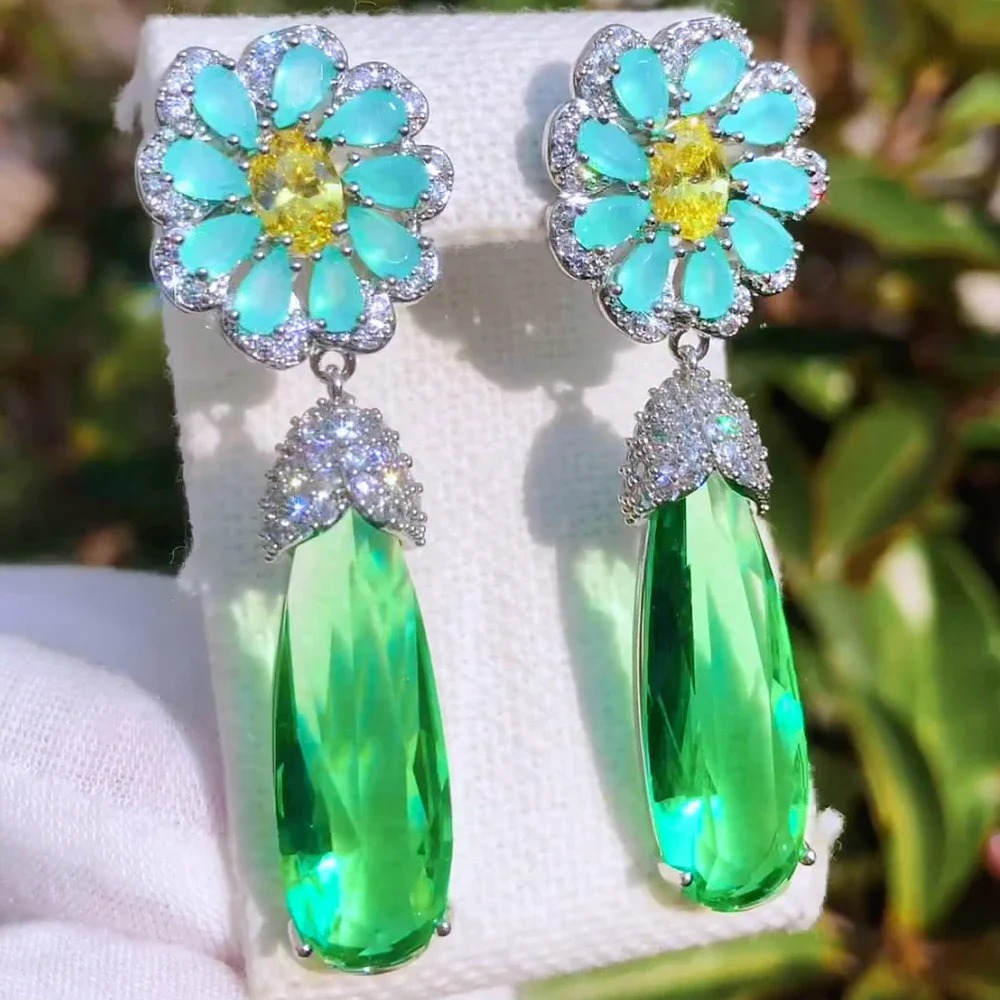 

Soramoore, весенне-летние зеленые фиолетовые массивные серьги с фианитом для женщин, свадебная вечеринка, богемные серьги Pendientes Mujer Moda 2022,