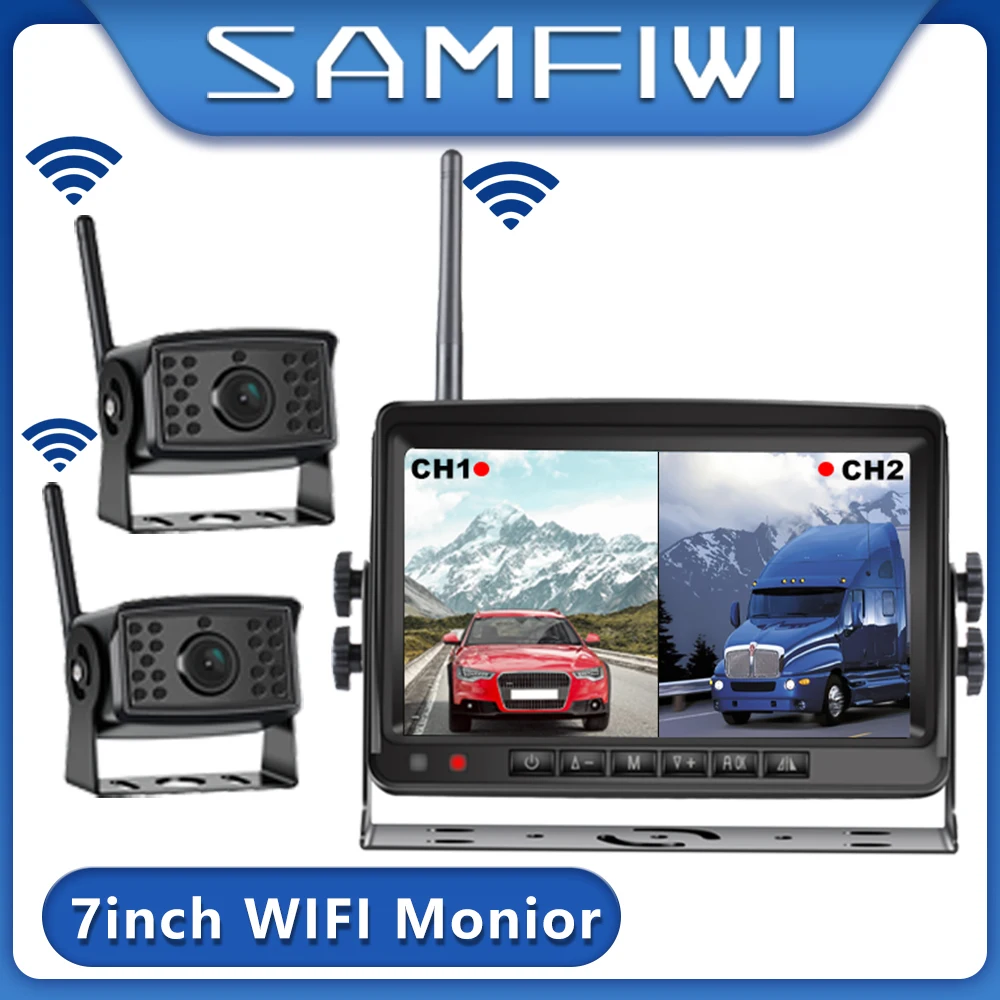 7inch 4CH Wireless camera Truck monitor AHD with DVR Night Vision Reverse Backup Recorder Wifi Camera For Bus Car