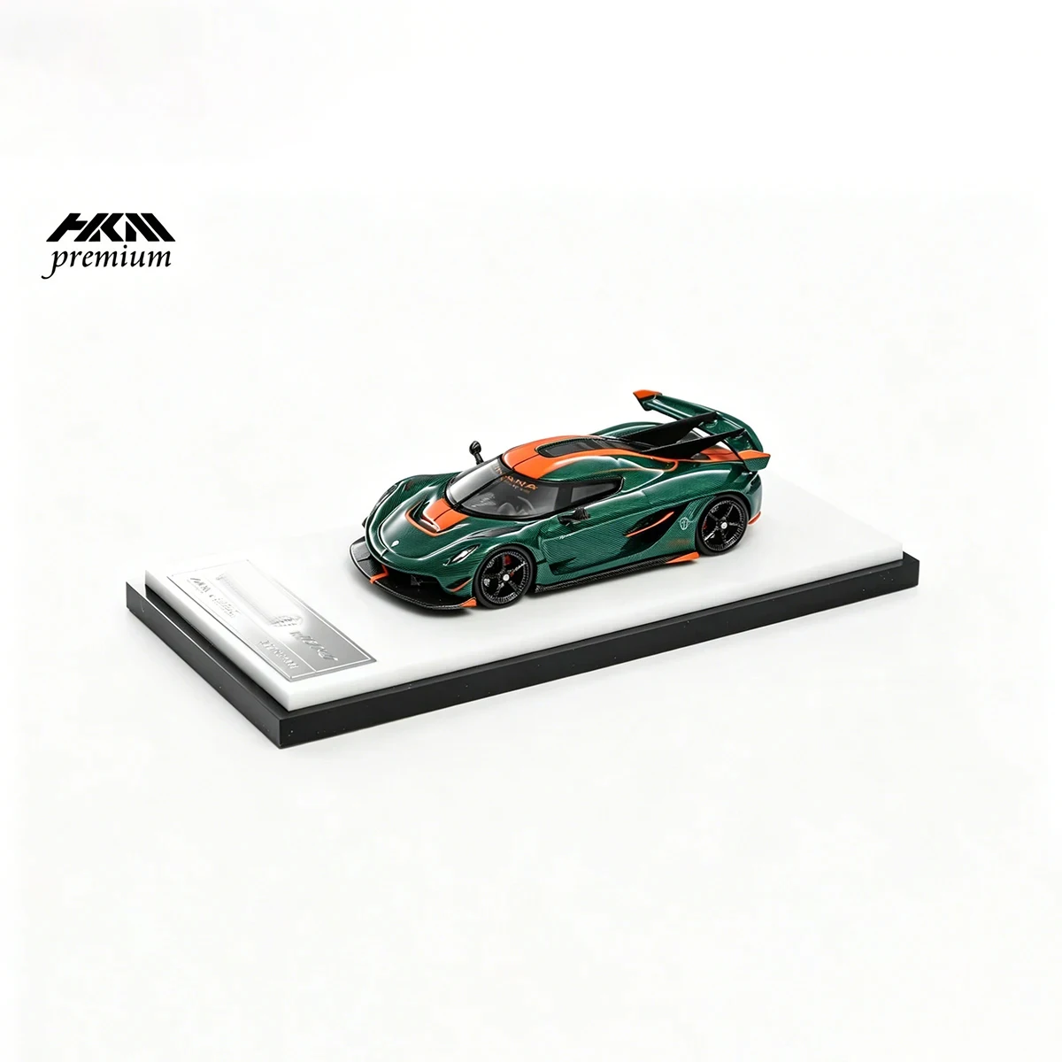 HKM Premium 1:64 Jesko Green Full Carbon With Orange Accent Strip Diecast Model Car In Stock