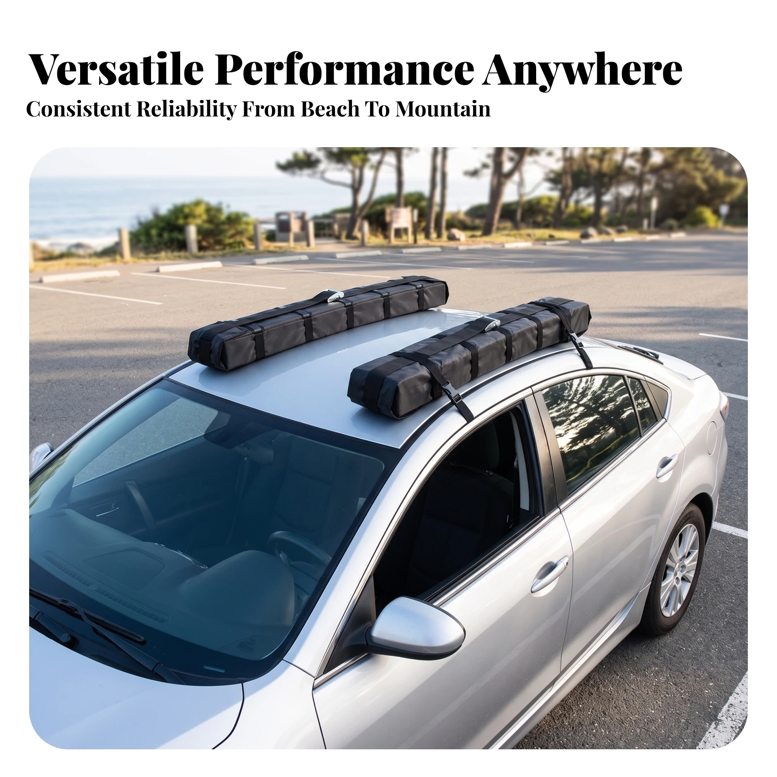 2 Pieces Foam Roof Rack Pads Wear-Resistant Roof Rack Pads with Strap Fastening Heavy-Duty Long-Lasting for Surfers