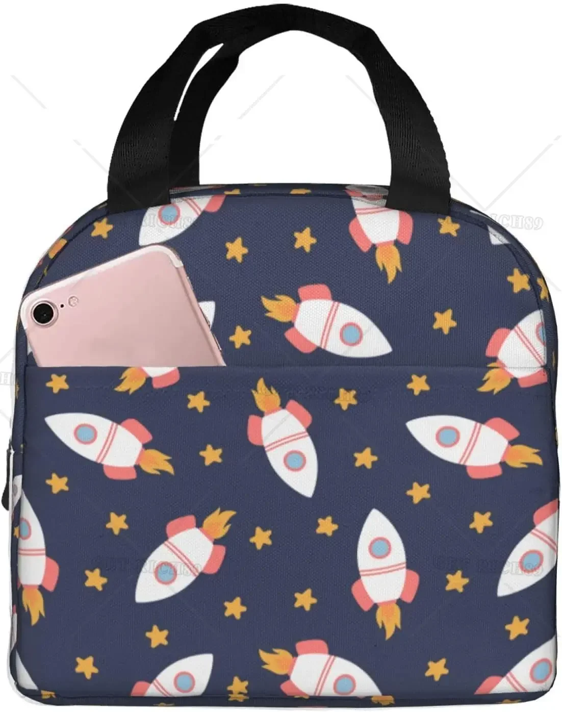 

Rocket Lunch Bag for Women Men Insulated LUnch Box Reusable LunCh Organizer Waterproof LuncH Holder Rocket Cooler Tote Bag