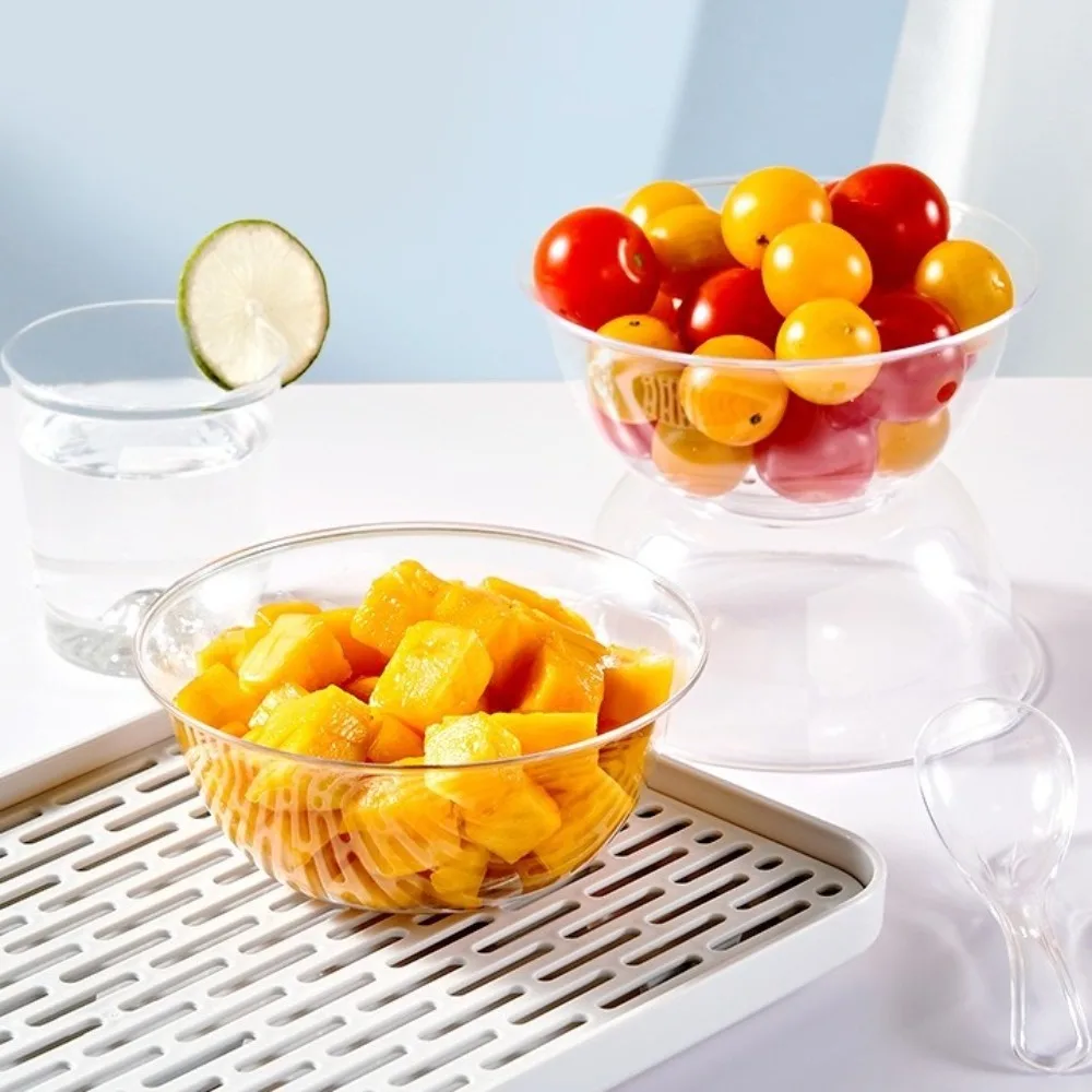 25PCS Food Grade Plastic Disposable Lunch Bowl Thick Transparent Round Lunch Bowl Kitchen Accessories Soup Bowl